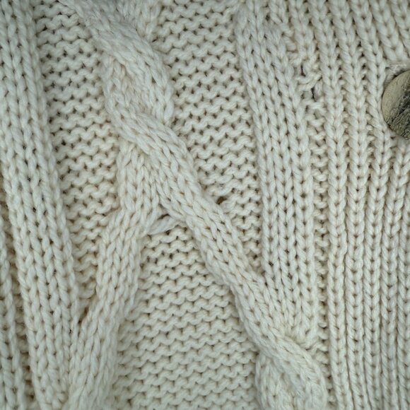 Vintage 90s Paul James Cream Wool Shawl Collar Cardigan Sweater | Size M/L - Picture 7 of 10